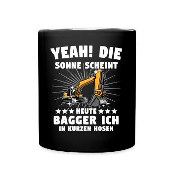 Baggerführer Baggerfahrer - Tasse einfarbig - Schwarz - Vorne