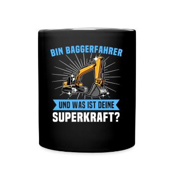 Baggerführer Baggerfahrer - Tasse einfarbig - Schwarz - Vorne