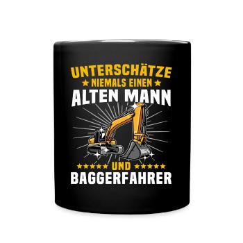 Baggerführer Baggerfahrer - Tasse einfarbig - Schwarz - Vorne