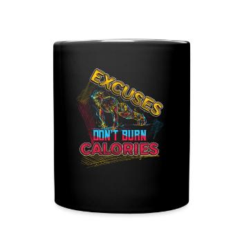 Excuses, Brûlure, Pas de calories, Personnel - Mug uni - noir - Devant