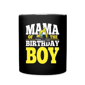 Mama Of the Birthday Boy Construction Family Party - Full Colour Mug - black - Front