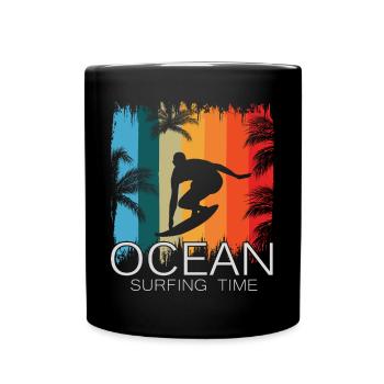 Ocean Surfing Time Water Sports Surfers - Full Colour Mug - black - Front