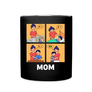 Muttertag Cartoon Design - Tasse einfarbig - Schwarz - Vorne