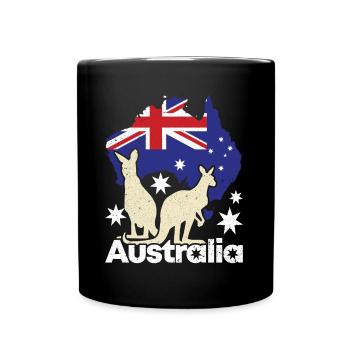 Drapeau de l’Australie Jour de l’Australie Kangourou australien - Mug uni - noir - Devant