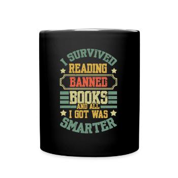 Überlebte Lektüre Verbotener Buchliebhaber Retro Lesen - Tasse einfarbig - Schwarz - Vorne