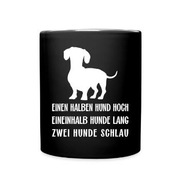 Schlauer intelligenter Dackel ich liebe Dackel - Tasse einfarbig - Schwarz - Vorne