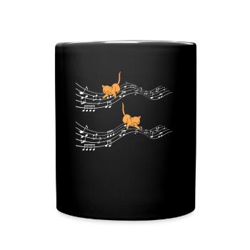 Clef Cats Playing On Musical Notes Musician - Full Colour Mug - black - Front