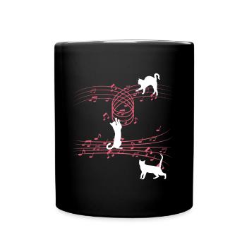 Haustierkatze liebt es, Notenblätter zu spielen Musikermusik - Tasse einfarbig - Schwarz - Vorne