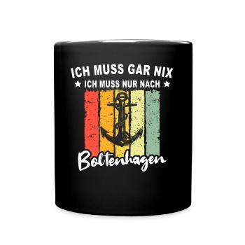 Witzige Boltenhagen Sprüche - Tasse einfarbig - Schwarz - Vorne