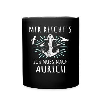 Aurich Sprüche - Tasse einfarbig - Schwarz - Vorne