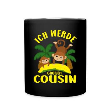 Ich Werde Großer Cousin Affe bald großer Cousin - Tasse einfarbig - Schwarz - Vorne