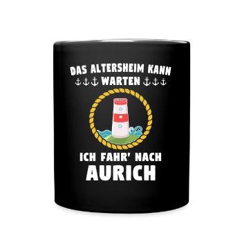 Lustige Aurich Sprüche - Tasse einfarbig - Schwarz - Vorne