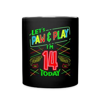 Let's Paw & Play I ́m 14 Years Old Today Laser Tag - Full Colour Mug - black - Front