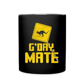 Salutations australiennes Hello Kangaroo Australia Day - Mug uni - noir - Devant