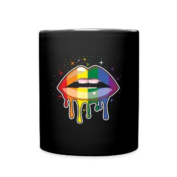 Pride Lips Gay LGBTQ Regenbogen LGBT Pride Monat - Tasse einfarbig - Schwarz - Vorne