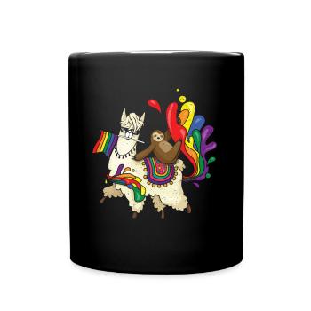 Llama Equality Gay LGBTQ Rainbow LGBT Pride Month - Full Colour Mug - black - Front