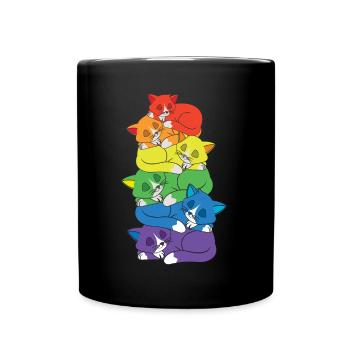 Cat Equality Gay LGBTQ Rainbow LGBT Pride Month - Mug uni - noir - Devant