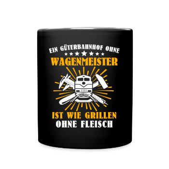Wagenmeister Eisenbahn Zugtechniker - Tasse einfarbig - Schwarz - Vorne