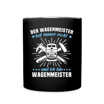 Wagenmeister Spruch Zugtechniker - Tasse einfarbig - Schwarz - Vorne