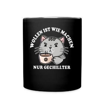 Katze - Tasse einfarbig - Schwarz - Vorne