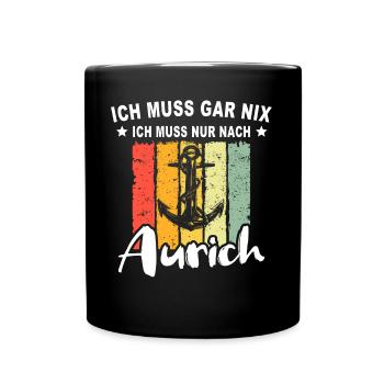 Aurich Sprüche Auricher - Tasse einfarbig - Schwarz - Vorne