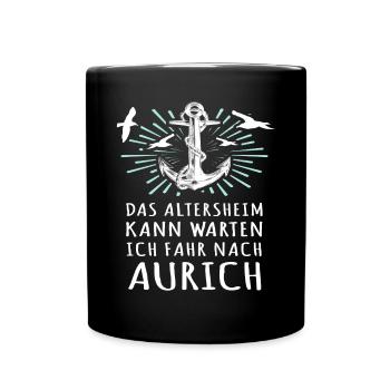 Sprüche Aurich - Tasse einfarbig - Schwarz - Vorne