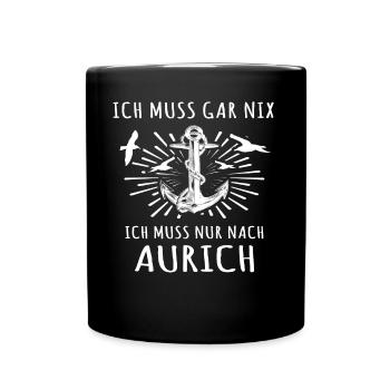 Aurich Sprüche Auricher - Tasse einfarbig - Schwarz - Vorne