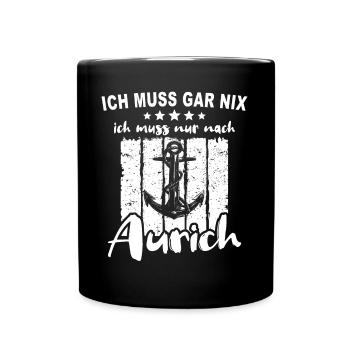 Aurich Stadt Auricher - Tasse einfarbig - Schwarz - Vorne