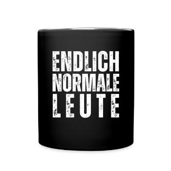 Endlich normale Leute. Lustige Ruhrpott Sprüche - Tasse einfarbig - Schwarz - Vorne