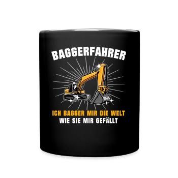 Baggerfuehrer Baggerfahrer - Tasse einfarbig - Schwarz - Vorne