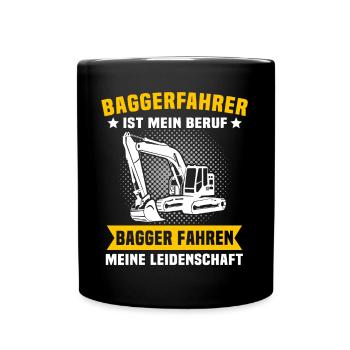 Baggerfuehrer Baggerfahrer - Tasse einfarbig - Schwarz - Vorne
