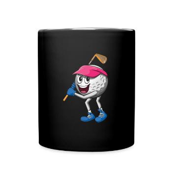 Niedlicher Golfball Schwingender Golfschläger Golfer Golf - Tasse einfarbig - Schwarz - Vorne