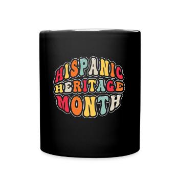 Groovy Hispanic Letters Nationales hispanisches Erbe - Tasse einfarbig - Schwarz - Vorne
