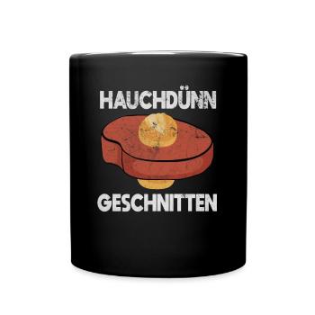 Leberkäse Hauchdünn Geschnitten Bayrisches Essen - Tasse einfarbig - Schwarz - Vorne