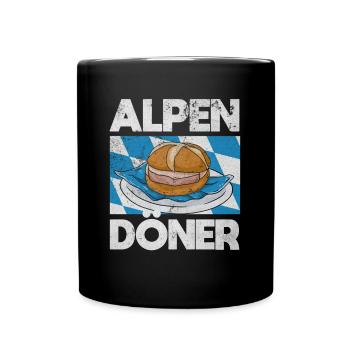 Bayrischer Alpen Döner Leberkas Leberkäse Brotzeit - Tasse einfarbig - Schwarz - Vorne