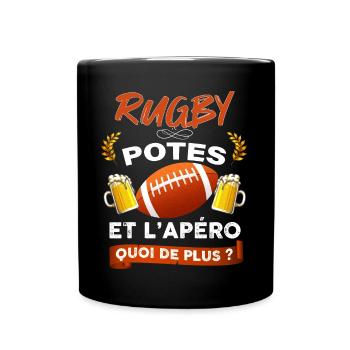 Rugby Potes et apéro Cadeau Papa - Mug uni - noir - Devant