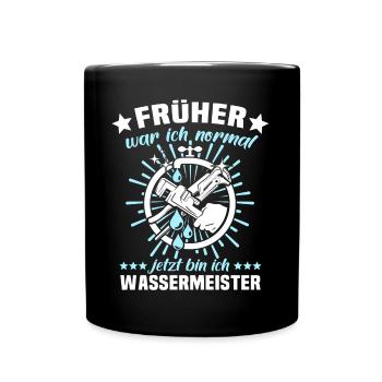 Wassermeister Sprüche - Tasse einfarbig - Schwarz - Vorne
