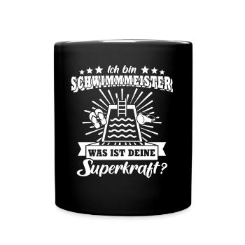 Schwimmmeister Bademeister - Tasse einfarbig - Schwarz - Vorne