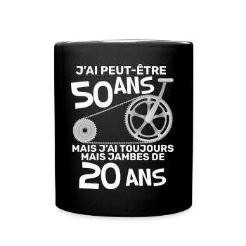 Anniversaire Homme Cycliste 50 ans Citation Vélo - Mug uni - noir - Devant