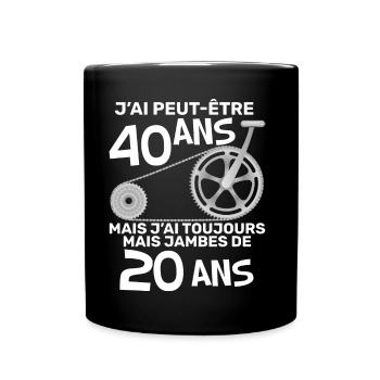 Humour j'ai peut-etre 40 ans Velo Cycliste - Mug uni - noir - Devant