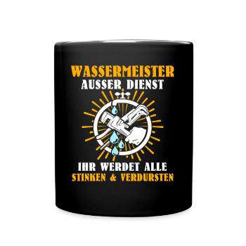 Wassermeister Sprüche - Tasse einfarbig - Schwarz - Vorne