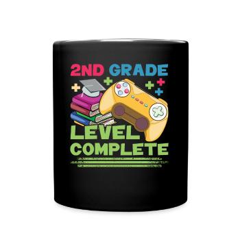 Day Of School Happy Last Level Gamer 2nd Grade - Full Colour Mug - black - Front