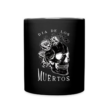 Flower Skull Dia De Los Muertos Day Of Dead Floral - Tasse einfarbig - Schwarz - Vorne