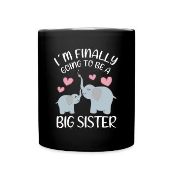 Je vais enfin être une grande sœur éléphant - Mug uni - noir - Devant