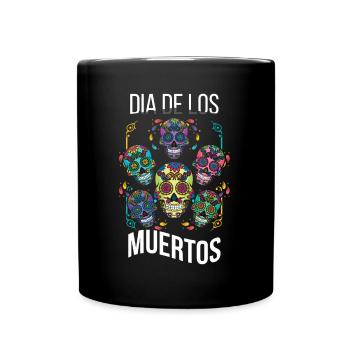 Bones Mexican Floral Muertos Day Of Dead Halloween - Full Colour Mug - black - Front