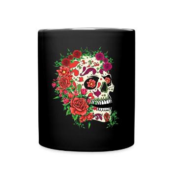 Mexico Mexican Floral Skeleton Muertos Day Of Dead - Full Colour Mug - black - Front