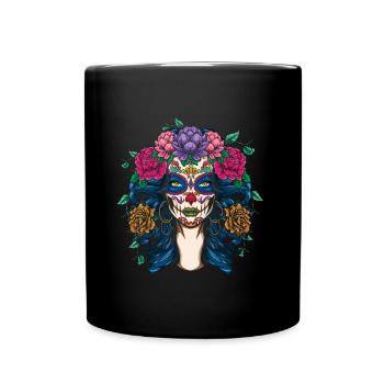 La Catrina Mexico Flower Muertos Day Of Dead - Full Colour Mug - black - Front
