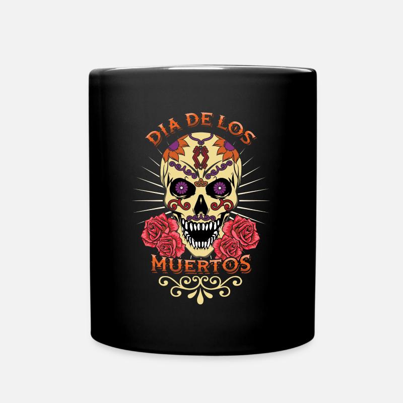 Effrayant Muertos floraux mexicains Jour de la mort Halloween - Mug uni - noir