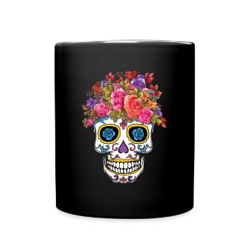 Mexikanischer Feiertag Blumenmuertos Tag der Toten - Tasse einfarbig - Schwarz - Vorne