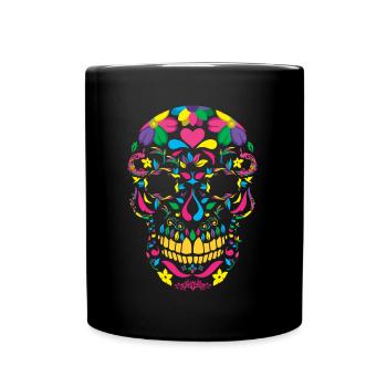 Buntes mexikanisches Knochenskelett Muertos Tag der Toten - Tasse einfarbig - Schwarz - Vorne